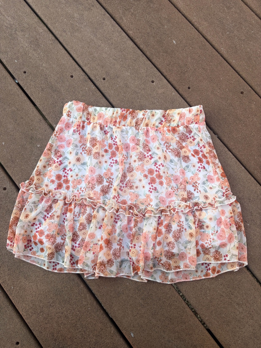 Altar'd State Peach Floral Ruffle Mini Skirt (brand new!)